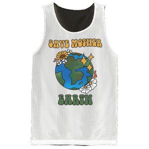 Save Mother Earth Retro Planet Floral Mesh Reversible Basketball Jersey Tank