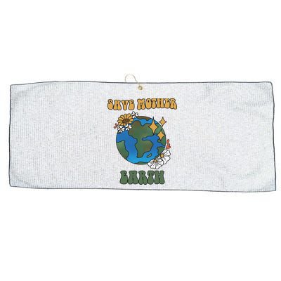 Save Mother Earth Retro Planet Floral Large Microfiber Waffle Golf Towel