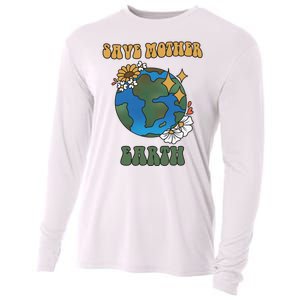 Save Mother Earth Retro Planet Floral Cooling Performance Long Sleeve Crew