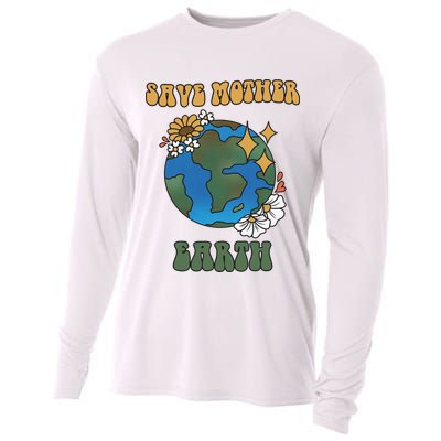 Save Mother Earth Retro Planet Floral Cooling Performance Long Sleeve Crew