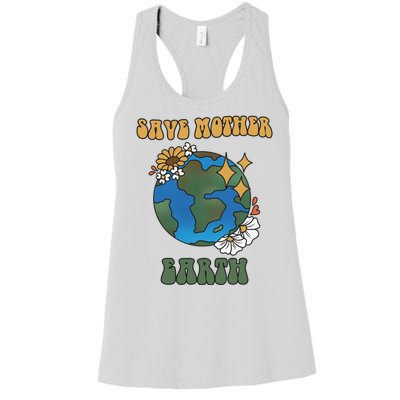 Save Mother Earth Retro Planet Floral Women's Racerback Tank