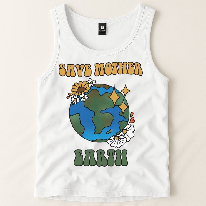 Save Mother Earth Retro Planet Floral Tank Top