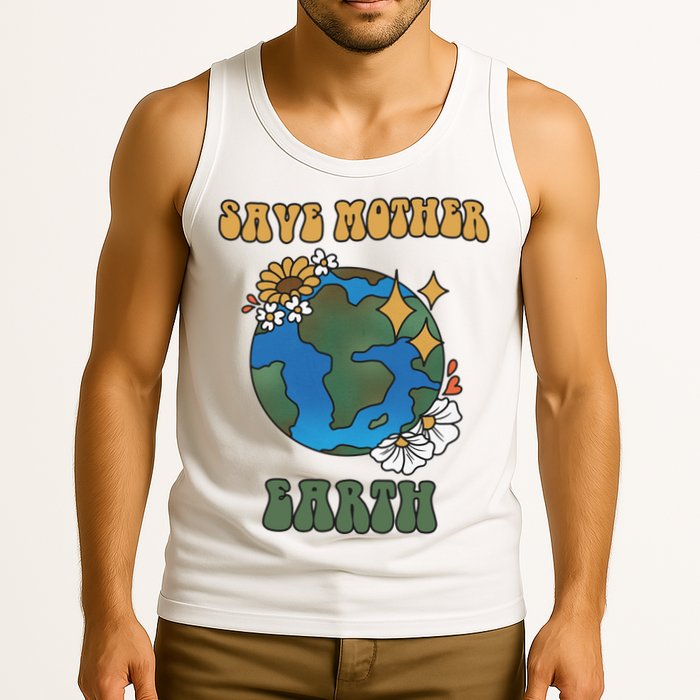Save Mother Earth Retro Planet Floral Tank Top