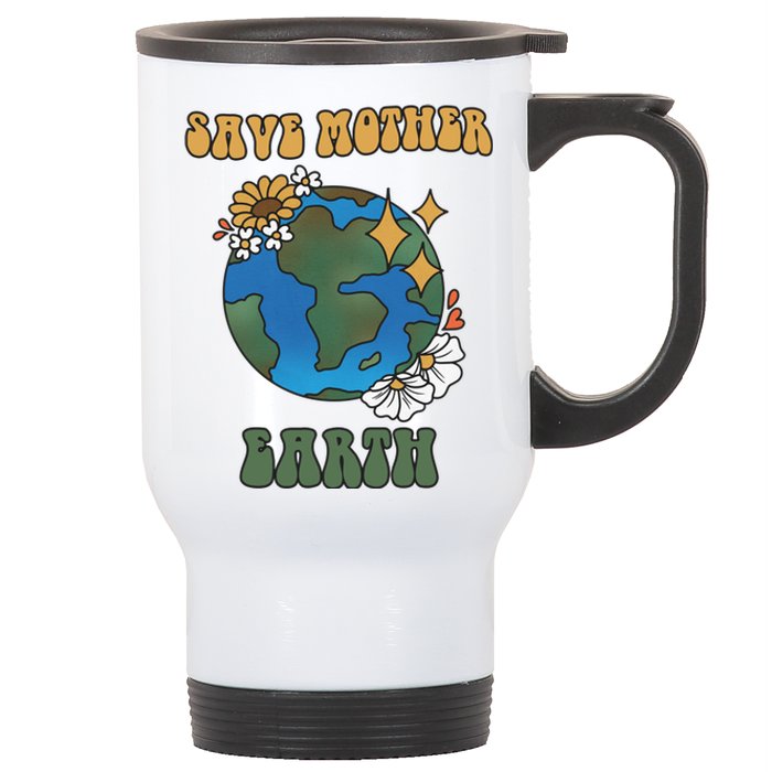 Save Mother Earth Retro Planet Floral Stainless Steel Travel Mug