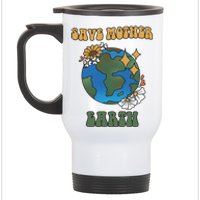 Save Mother Earth Retro Planet Floral Stainless Steel Travel Mug