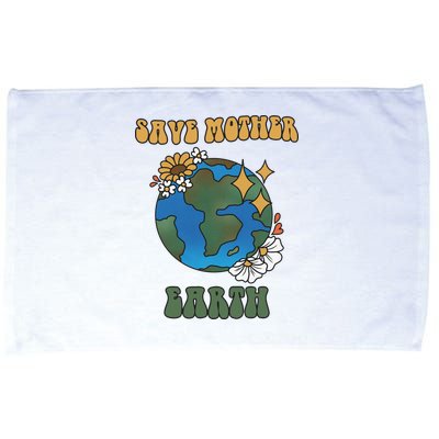 Save Mother Earth Retro Planet Floral Microfiber Hand Towel