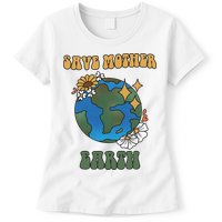 Save Mother Earth Retro Planet Floral Womens T-Shirt