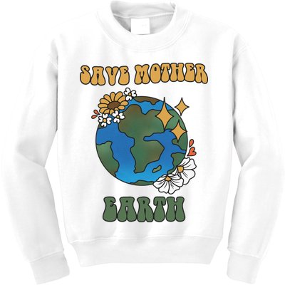 Save Mother Earth Retro Planet Floral Kids Sweatshirt