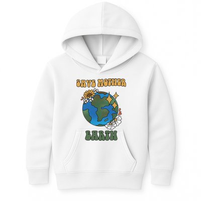 Save Mother Earth Retro Planet Floral Kids Hoodie