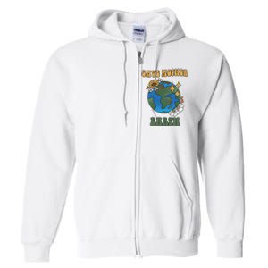 Save Mother Earth Retro Planet Floral Full Zip Hoodie