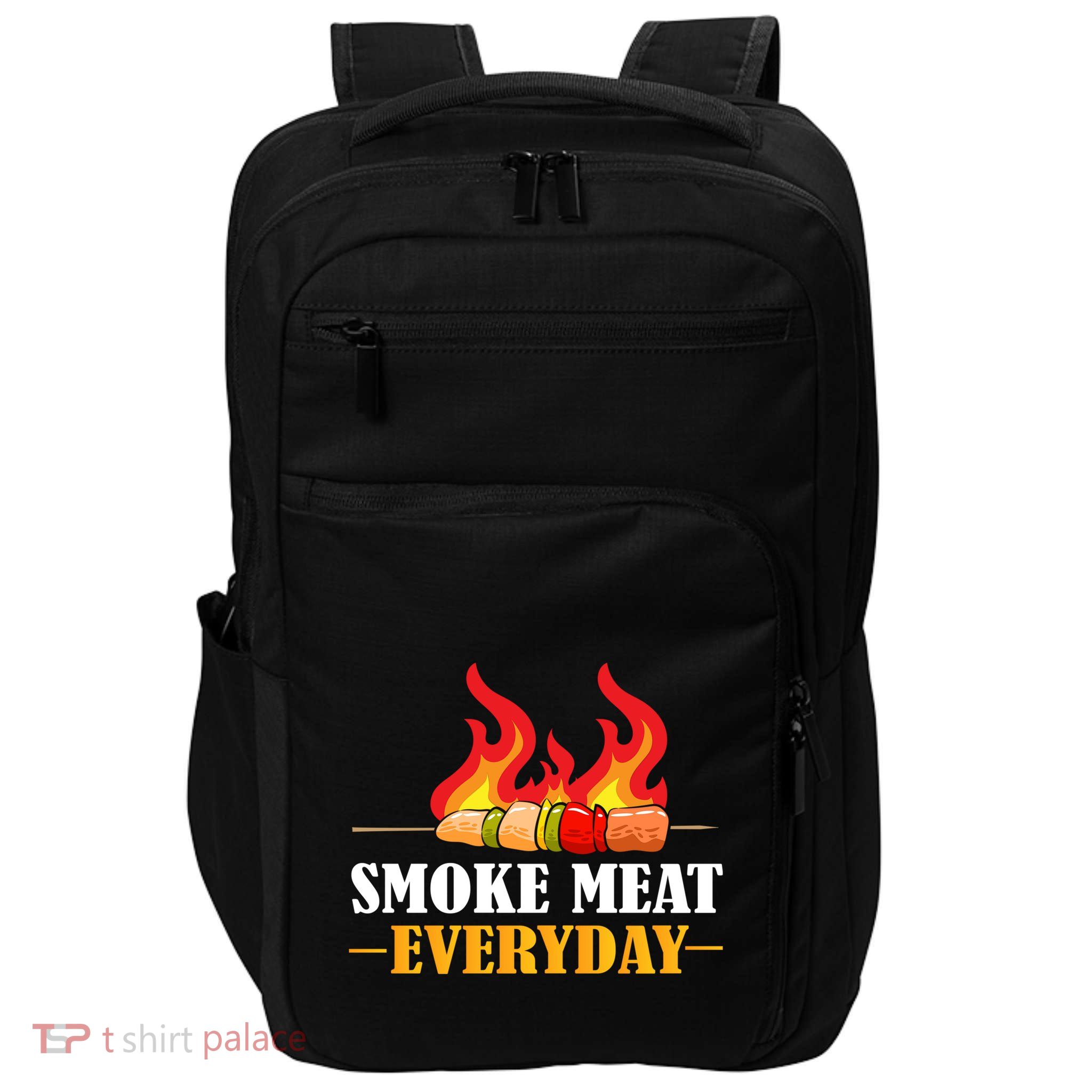 Smoke Meat Everyday Barbecue Cheese Salt Pepper Great Gift Impact Tech Backpack