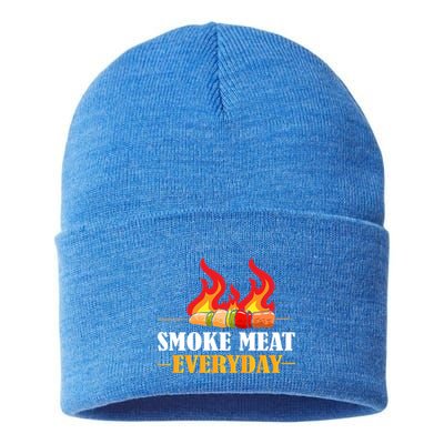 Smoke Meat Everyday Barbecue Cheese Salt Pepper Great Gift Sustainable Knit Beanie