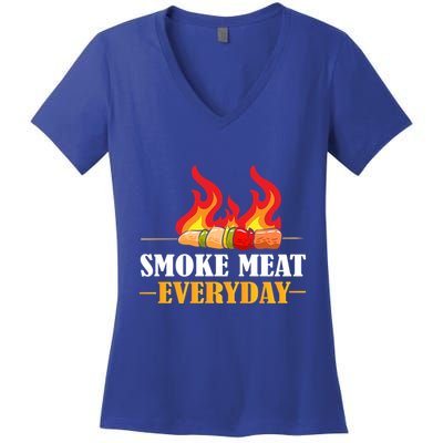 Smoke Meat Everyday Barbecue Cheese Salt Pepper Great Gift Women's V-Neck T-Shirt