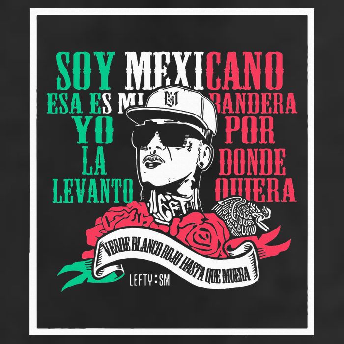 Soy mexicano esa es mi bandera Mexican Rapper Lefty SM 7 Panel Mesh Trucker Snapback Hat