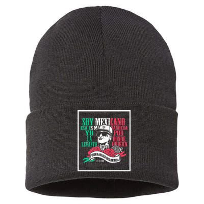 Soy mexicano esa es mi bandera Mexican Rapper Lefty SM Sustainable Knit Beanie