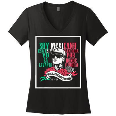 Soy mexicano esa es mi bandera Mexican Rapper Lefty SM Women's V-Neck T-Shirt