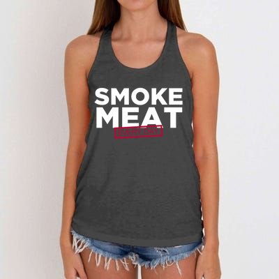 Smoke Meat Every Day Funny Quote Barbecue Dad Bbq Great Gift Women's Knotted Racerback Tank