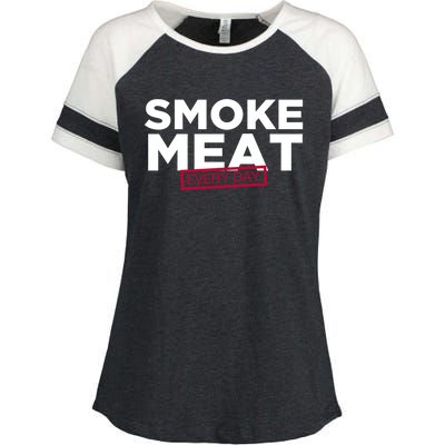 Smoke Meat Every Day Funny Quote Barbecue Dad Bbq Great Gift Enza Ladies Jersey Colorblock Tee