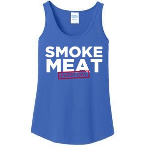 Smoke Meat Every Day Funny Quote Barbecue Dad Bbq Great Gift Ladies Essential Tank