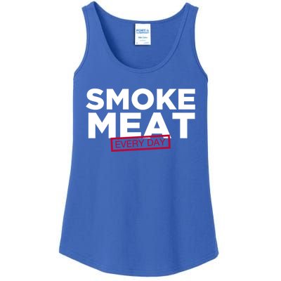 Smoke Meat Every Day Funny Quote Barbecue Dad Bbq Great Gift Ladies Essential Tank