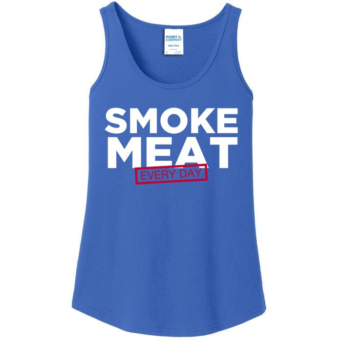 Smoke Meat Every Day Funny Quote Barbecue Dad Bbq Great Gift Ladies Essential Tank