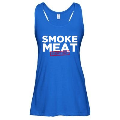 Smoke Meat Every Day Funny Quote Barbecue Dad Bbq Great Gift Ladies Essential Flowy Tank