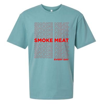 Smoke Meat Every Day Not Meth Bbq Gift Home Cook Dad Gift Sueded Cloud Jersey T-Shirt