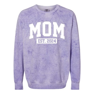 Sporty Mom Est 2024 New Mother Celebrate Mothers Day Colorblast Crewneck Sweatshirt