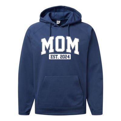 Sporty Mom Est 2024 New Mother Celebrate Mothers Day Performance Fleece Hoodie