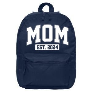 Sporty Mom Est 2024 New Mother Celebrate Mothers Day 16 in Basic Backpack