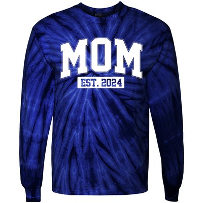 Sporty Mom Est 2024 New Mother Celebrate Mothers Day Tie-Dye Long Sleeve Shirt