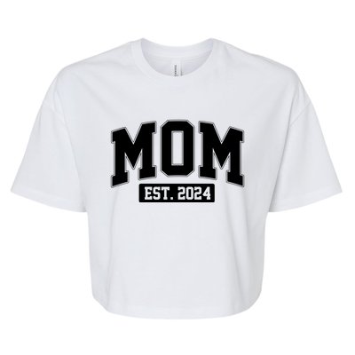 Sporty Mom Est 2024 New Mother Celebrate Mothers Day Bella+Canvas Jersey Crop Tee