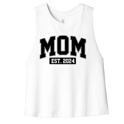 Sporty Mom Est 2024 New Mother Celebrate Mothers Day Women's Racerback Cropped Tank