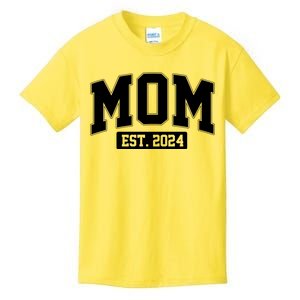 Sporty Mom Est 2024 New Mother Celebrate Mothers Day Kids T-Shirt