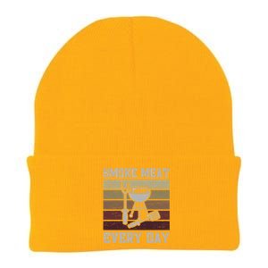 Smoke Meat Everyday Barbecue Grill Griller Grillfather Gift Knit Cap Winter Beanie