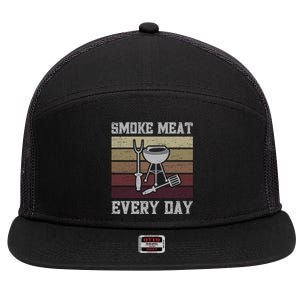 Smoke Meat Everyday Barbecue Grill Griller Grillfather Gift 7 Panel Mesh Trucker Snapback Hat