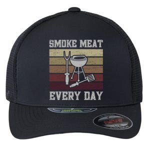 Smoke Meat Everyday Barbecue Grill Griller Grillfather Gift Flexfit Unipanel Trucker Cap