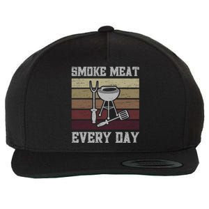 Smoke Meat Everyday Barbecue Grill Griller Grillfather Gift Wool Snapback Cap