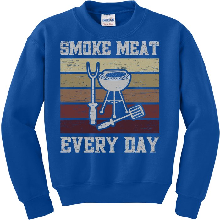 Smoke Meat Everyday Barbecue Grill Griller Grillfather Gift Kids Sweatshirt