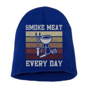 Smoke Meat Everyday Barbecue Grill Griller Grillfather Gift Short Acrylic Beanie