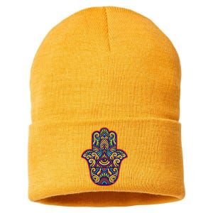 Spiritual Mystic Eye Third Eye All Seeing Eye Hamsa Hand Sustainable Knit Beanie