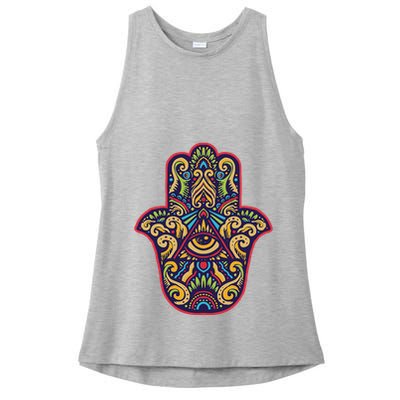 Spiritual Mystic Eye Third Eye All Seeing Eye Hamsa Hand Ladies PosiCharge Tri-Blend Wicking Tank