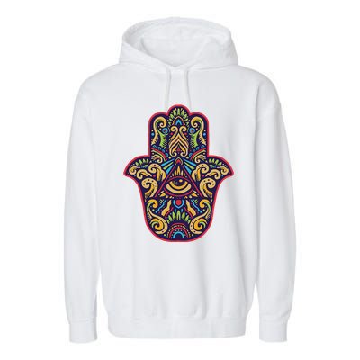 Spiritual Mystic Eye Third Eye All Seeing Eye Hamsa Hand Garment-Dyed Fleece Hoodie