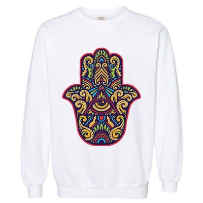 Spiritual Mystic Eye Third Eye All Seeing Eye Hamsa Hand Garment-Dyed Sweatshirt