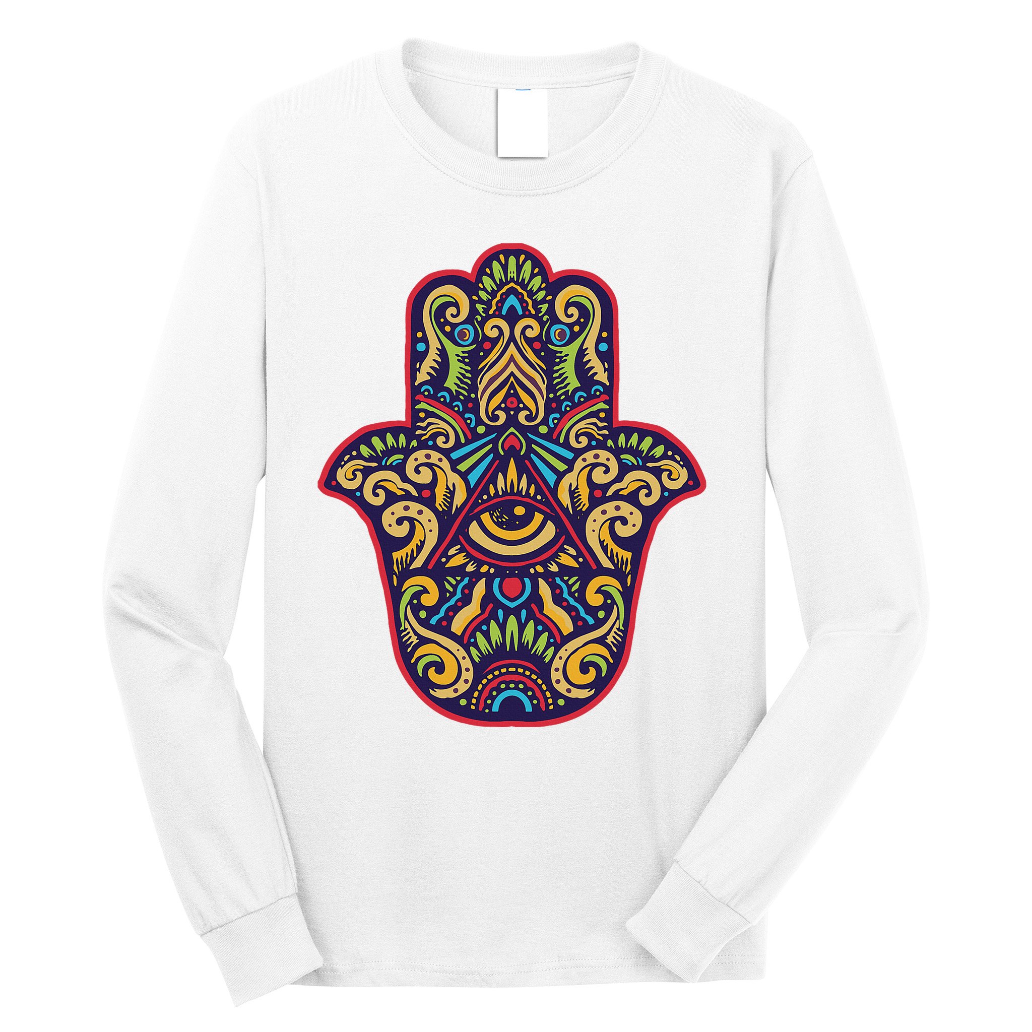 Spiritual Mystic Eye Third Eye All Seeing Eye Hamsa Hand Long Sleeve Shirt