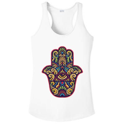 Spiritual Mystic Eye Third Eye All Seeing Eye Hamsa Hand Ladies PosiCharge Competitor Racerback Tank