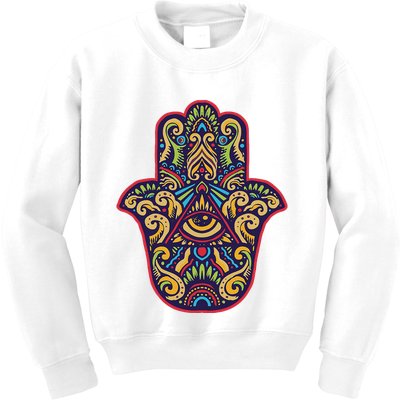 Spiritual Mystic Eye Third Eye All Seeing Eye Hamsa Hand Kids Sweatshirt