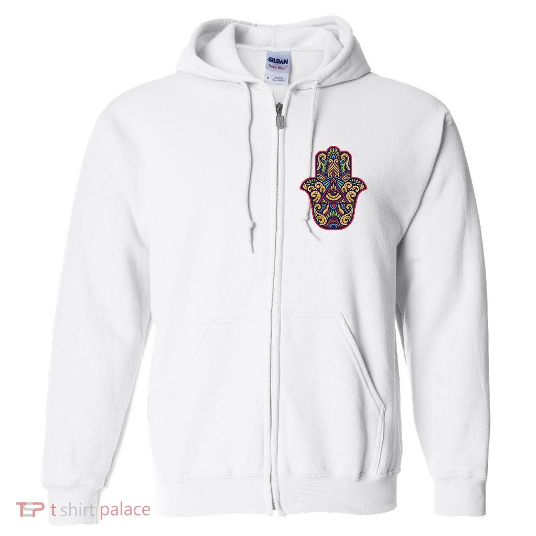 Spiritual Mystic Eye Third Eye All Seeing Eye Hamsa Hand Full Zip Hoodie