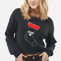 Stuff Me Funny Christmas Stocking Cropped Pullover Crew