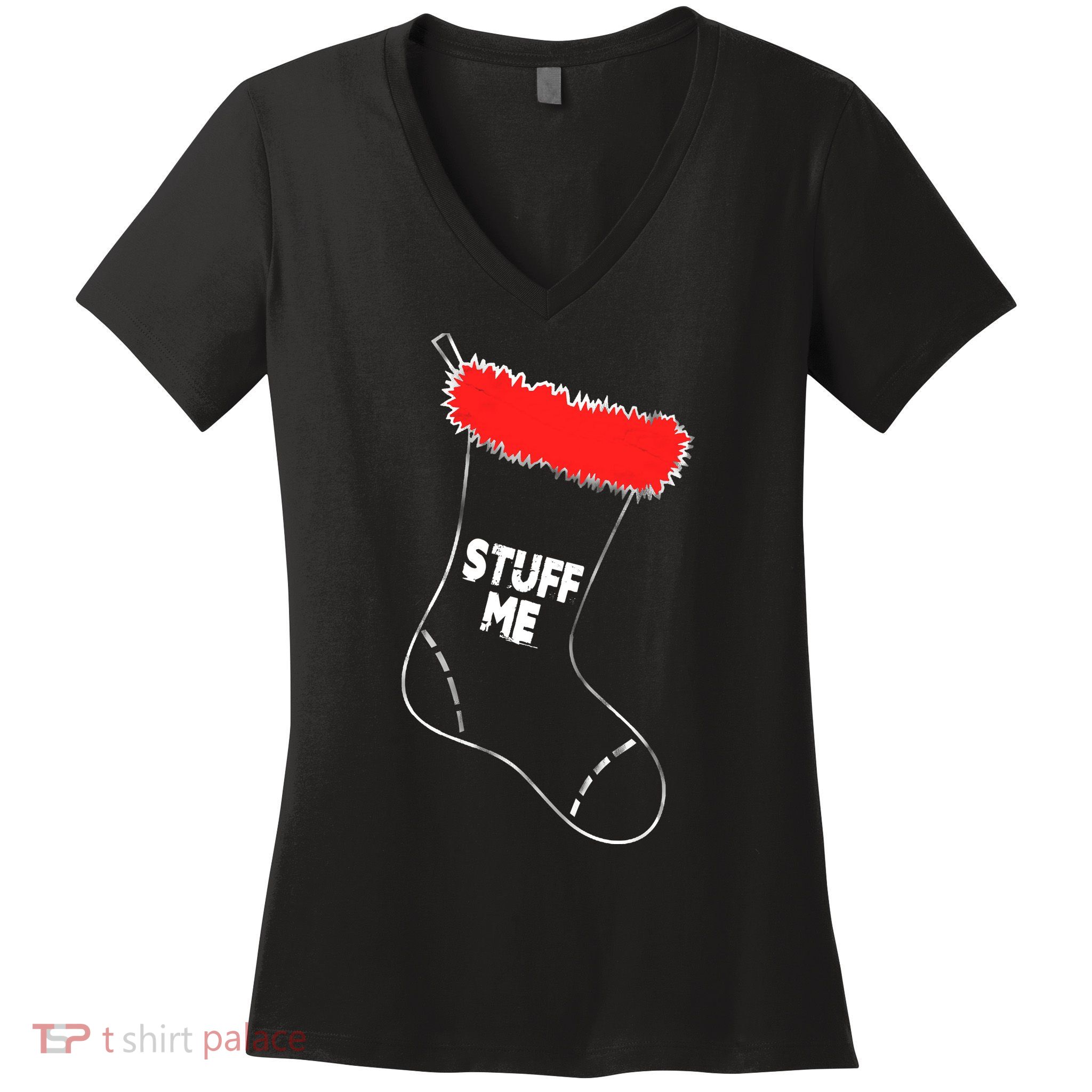 Stuff Me Funny Christmas Stocking Women's V-Neck T-Shirt